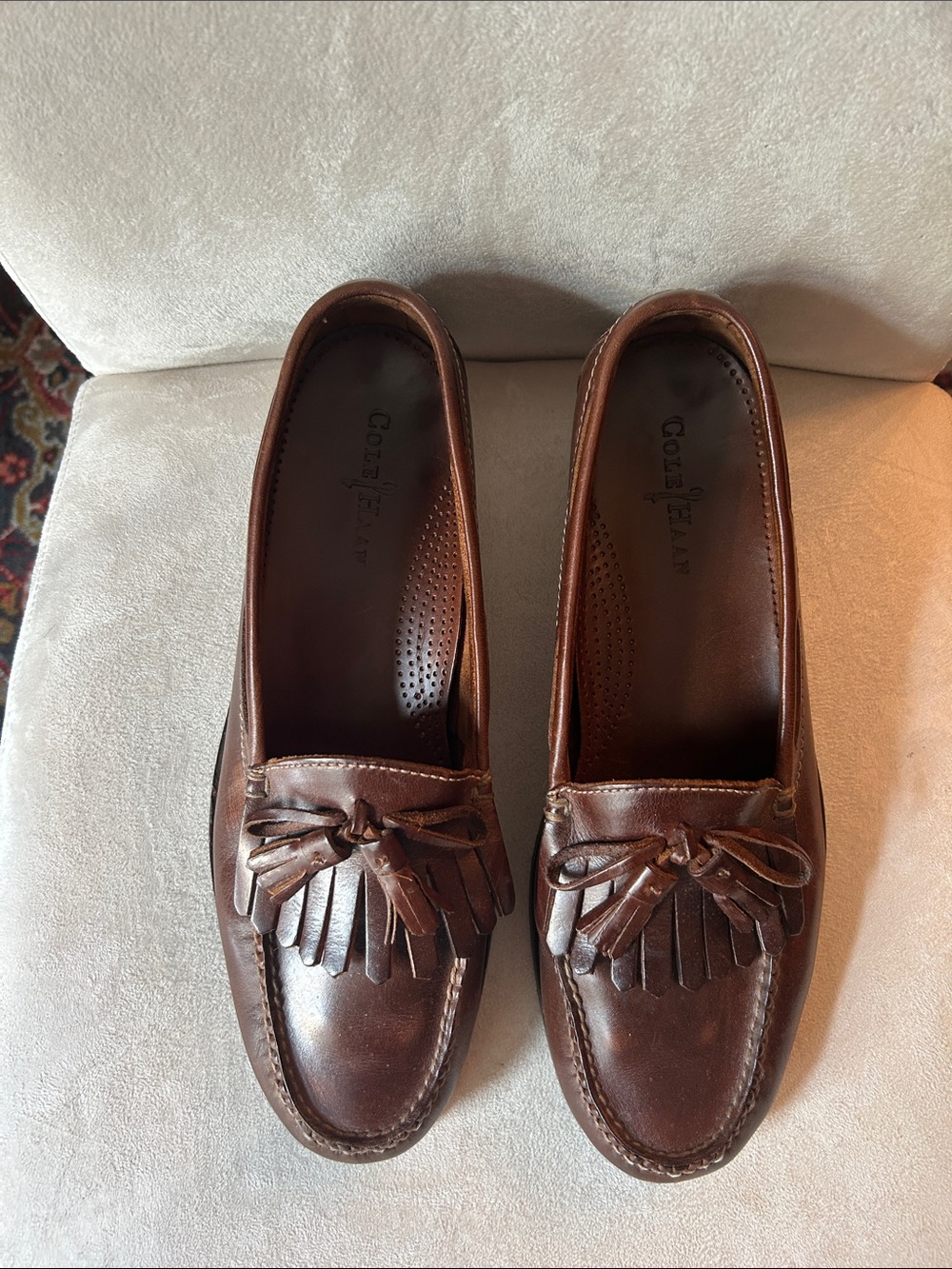 Cole Haan Men's Brown Leather Tassel Kiltie Loafers